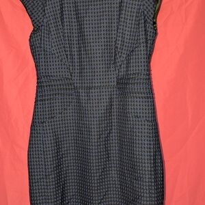 Worthington Elegant Black and Blue Houndstooth Dress Woman's Size 16